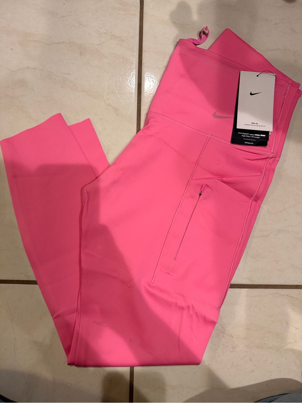 Nike Hot Pink womens Athletic Leggings with Zip Pocket